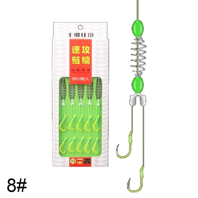 Fishing Line Set with Double Iron Hooks, Anti-Entanglement Spring & Swivel for Silver Carp, Bighead Carp, Catfish & Freshwater Fishing, High-Strength Wear-Resistant Nylon Line, Sizes 8-13