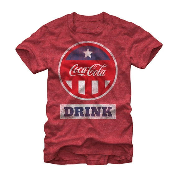 Men's Coca Cola and Blue Drink  Graphic Tee Red Heather Medium
