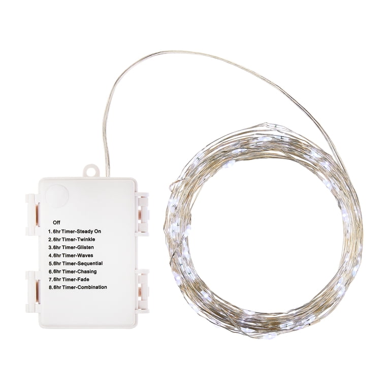 Way To Celebrate Battery Operated LED Slim Lights, 33 ft, Cool