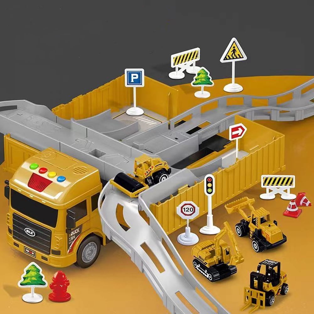 Godderr Kids Toddlers Construction Cars Set Toys for Boys Crane Truck Toy Truck Metal Die Cast Crane Large Engineering Crane Boys' Truck Alloy Set,Construction Vehicle Toy for 3+