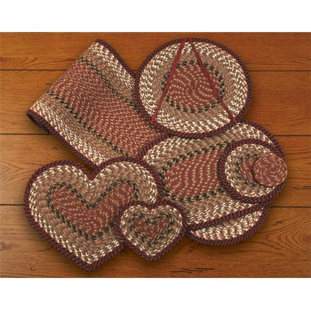 Earth Rugs 45019 BurgundyMustard Round Chair Pad
