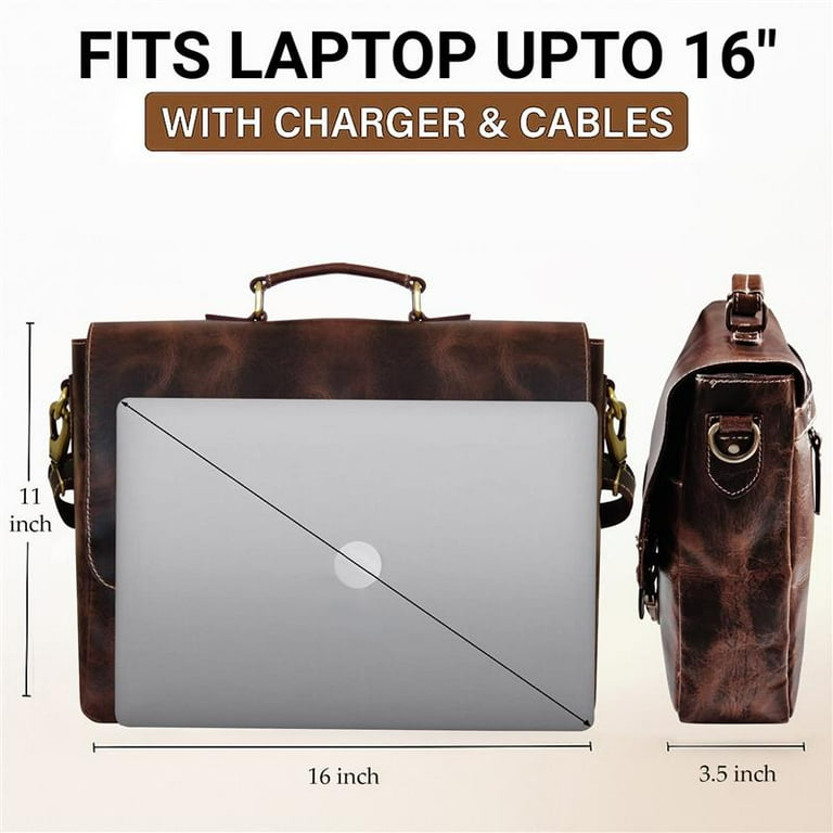 Leather Laptop Bag for Men, 16