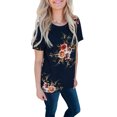 thumbnail image 1 of DYMADE Blouse Décontractée à Manches Courtes Imprimé Floral Col Rond pour Femmes, 1 of 2