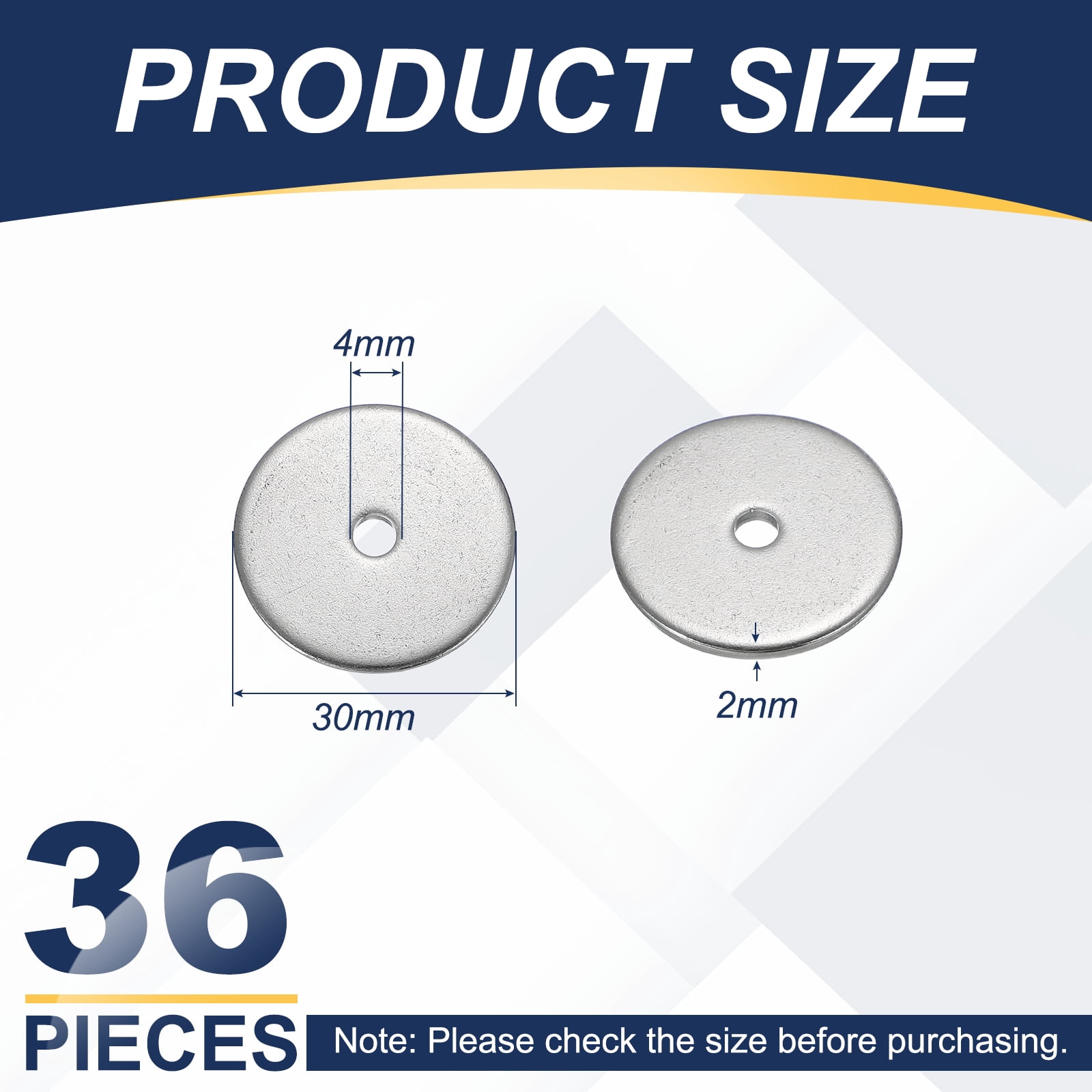 Uxcell M4 x 30mm Metal Screw Washers Set, 36Pcs 304 Stainless Steel Flat Washers