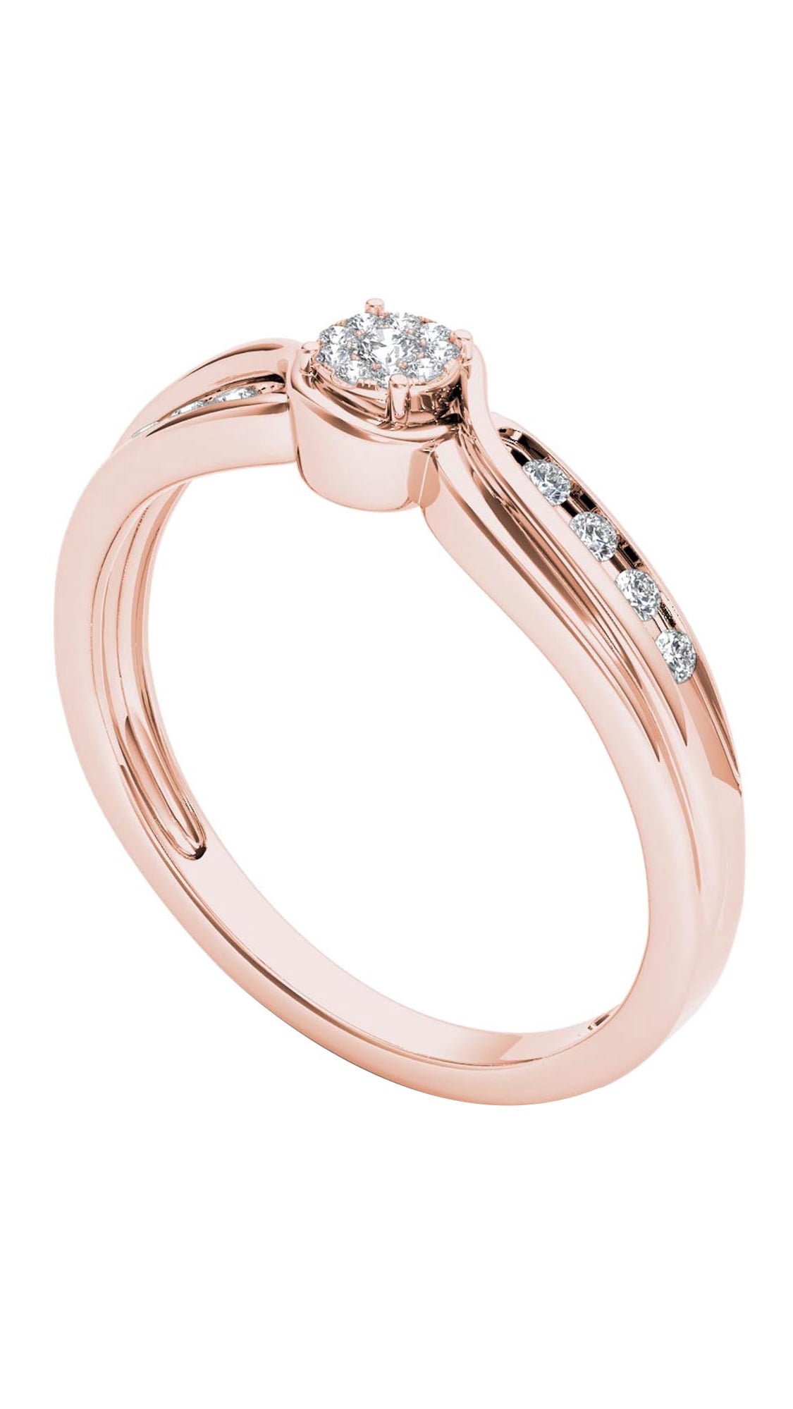 1/10 Carat T.W. Diamond Cluster 10kt Rose Gold Engagement Ring