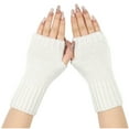 thumbnail image 1 of RXIRUCGD Mitaines Longues Tricotées Sans Doigts pour Femmes Chauffe-Poignets d'Hiver (Blanc), 1 of 3