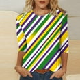 thumbnail image 4 of Mardi Gras Shirt Women Plus Size Cute Graphic Crew Neck Funny Tee Tops Casual Trendy 3/4 Sleeve Party Carnival Pullover Holiday New-Orleans Tunic Shirts, 4 of 6