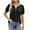 Black, variant on Short Sleeve Workout Tops for Women Cotton Henley V Neck T Shirt Summer Trendy Dressy Puff Sleeves Blouse (Black XL)