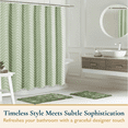 thumbnail image 2 of ComfiTime 13-Pc Tassel Shower Curtain with Hooks – Elegant Tufted Chevron Pattern, Soft Fabric Cloth, Extra-Long Boho Farmhouse Bathroom Curtain, Water-Repellent, Machine-Washable, 72 x 84, Green, 2 of 12