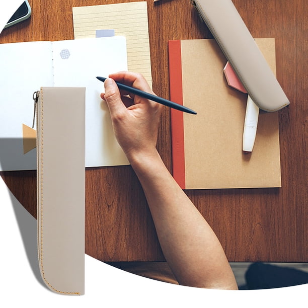 Fiudx Estuche Elástico para Bolígrafos, Elegante Diseño de Cuero, Cierre de Cremallera para Un Almacenamiento Seguro, Material Suave y Duradero, para Uso En Oficina y Escuela, Tamaño Compacto 20 X 4