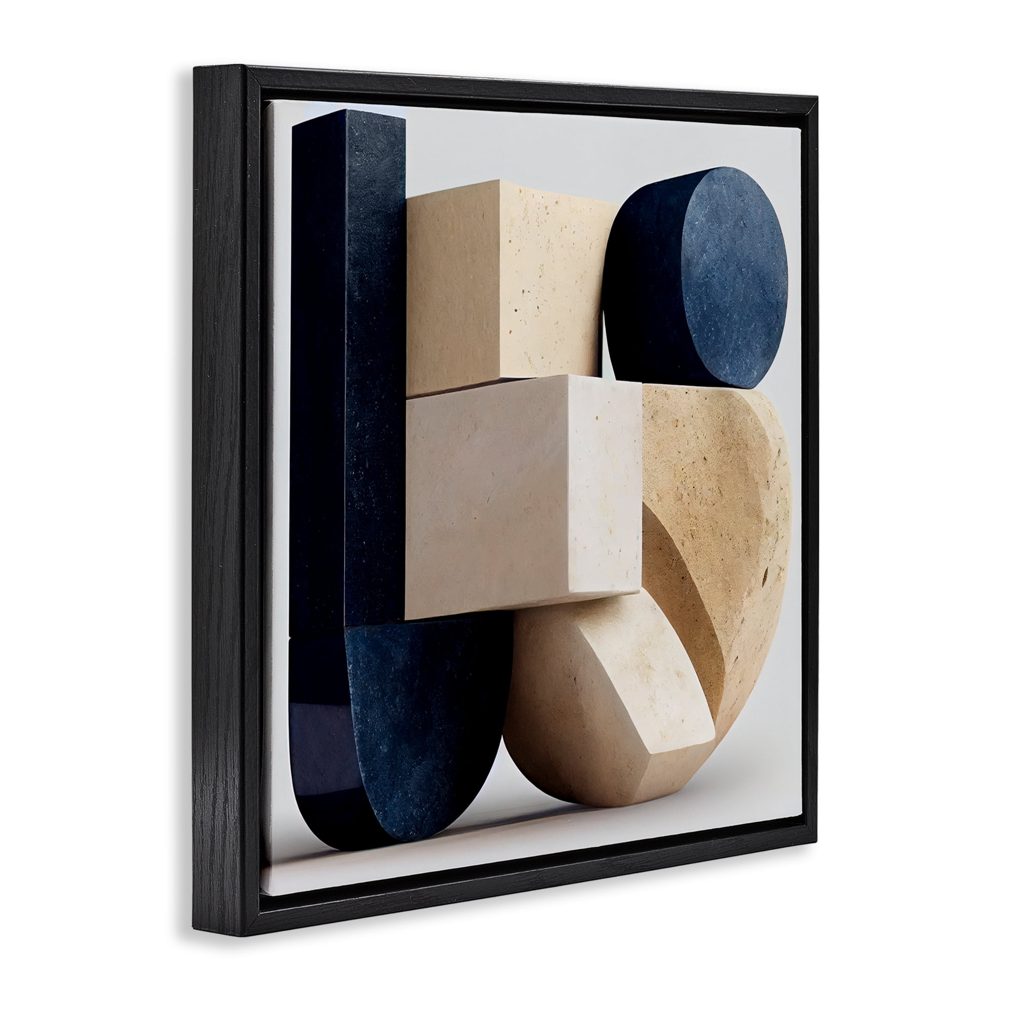 Shapes Of Things Geometric Contour Black Framed Floater Canvas Wall Art, design by Sasha
