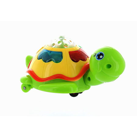 GiftExpress LED Flashing Light up Musical Moving Turtle Toy for Toddlers Kids Happy Singing Head Shaking Baby Turtle Moving Round and Round, Great Interactive Toys for Age 2 to 5 Years
