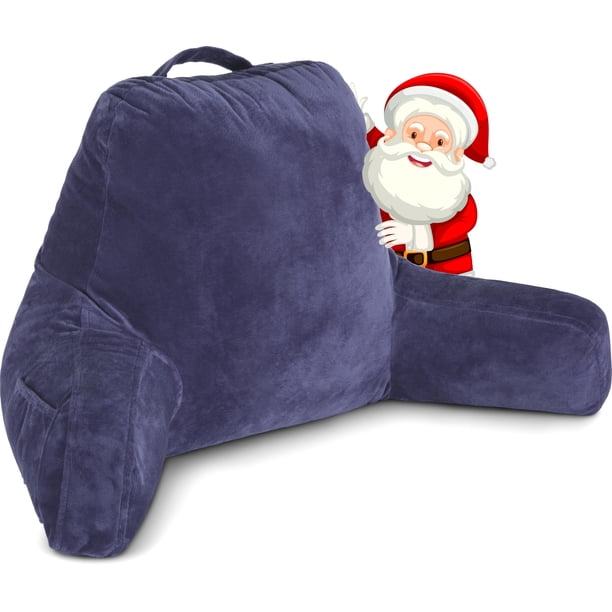 Almohada azul oscuro para marido, original almohada de lectura para sillón, espuma viscoelástica triturada, cojín grande para salón, respaldo para adultos con brazos, cómodo soporte para la espalda, f