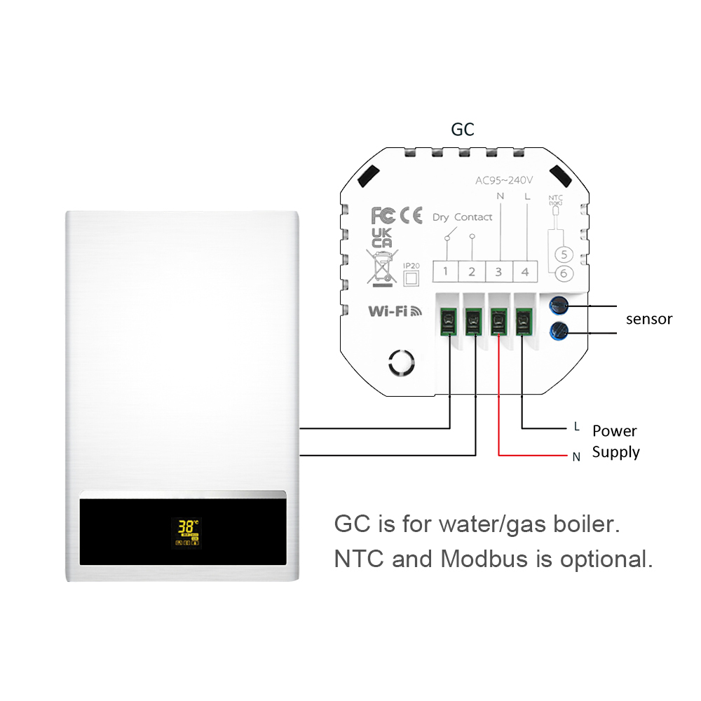 Thermostat Voice App Display Lock Lcd Water 1 Periods 95 240v 5 Boiler