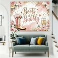 thumbnail image 6 of Boots and Bubbly Bridal Shower Backdrop Boho Western Pink Floral Wedding Photography Background Champagne Bride to Be Engagement Party Decorations Banner Supplies Photo Booth Props, 6 of 6