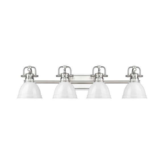 Yep by Golden Lighting Duncan 4-light Vanity in Pewter and White shade