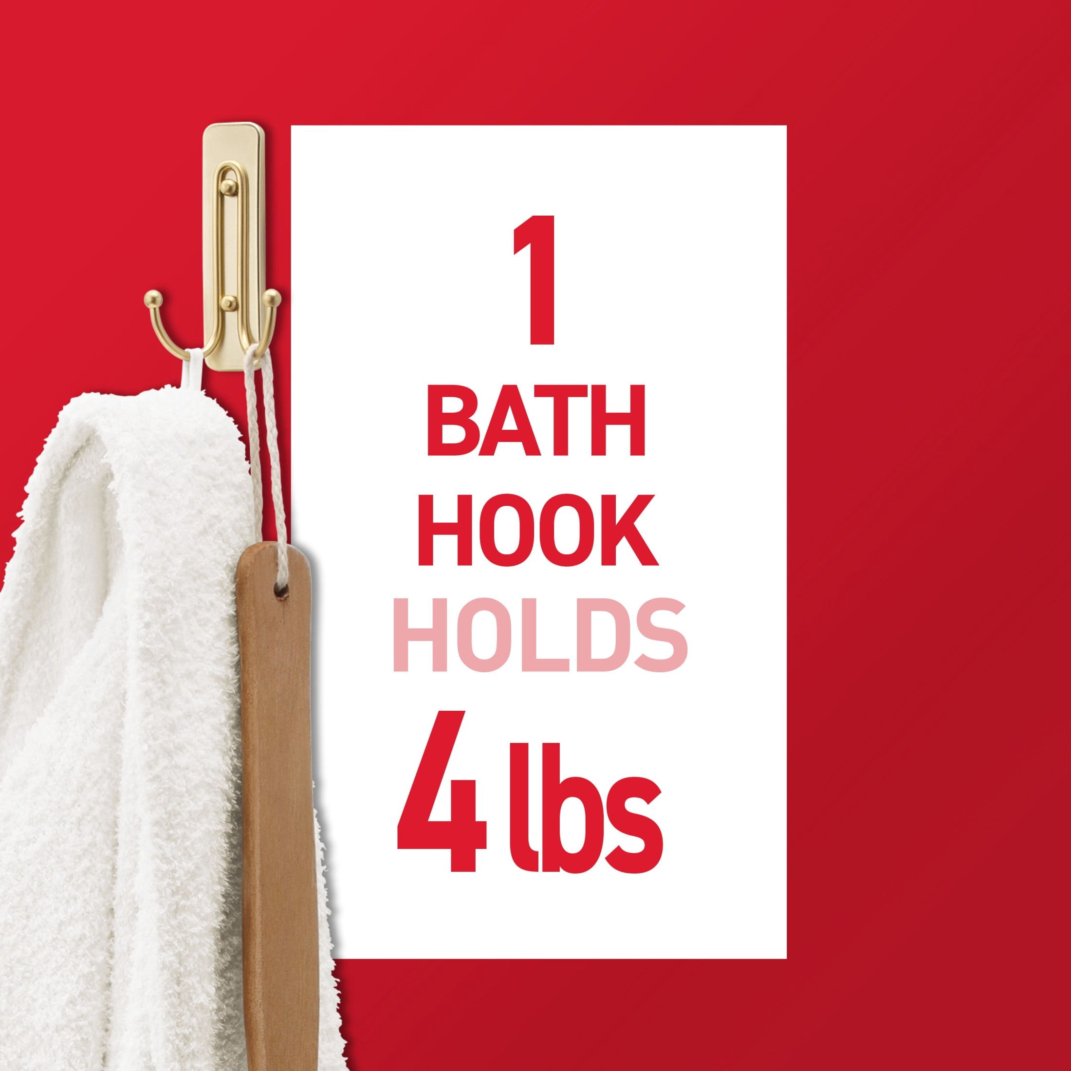 (2 pack) Command Bath Large Brass Finish Double Hook 2 Pack