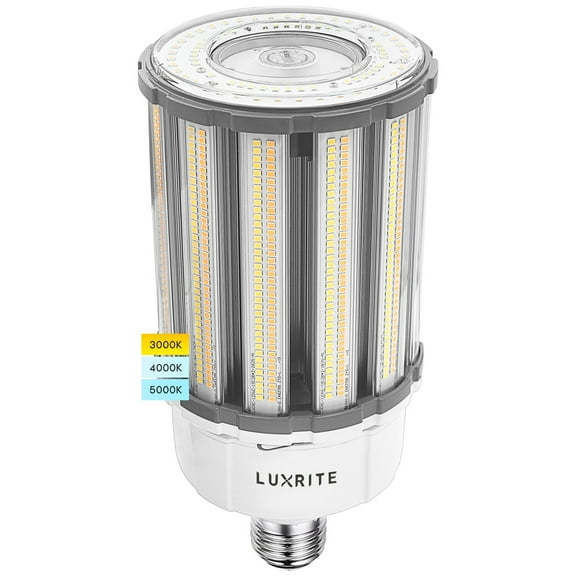 Luxrite 80W/100W/120W LED Corn Light Bulb, 400W HID Equivalent, 3 Color Selectable, Up to 17500 Lumens, E39 Base