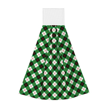 

Lukts Green Argyle Plaid for Coral Fleece Velcro Towel Suitable for Bathroom Kitchen Hanging Absorbent Towel Household Items