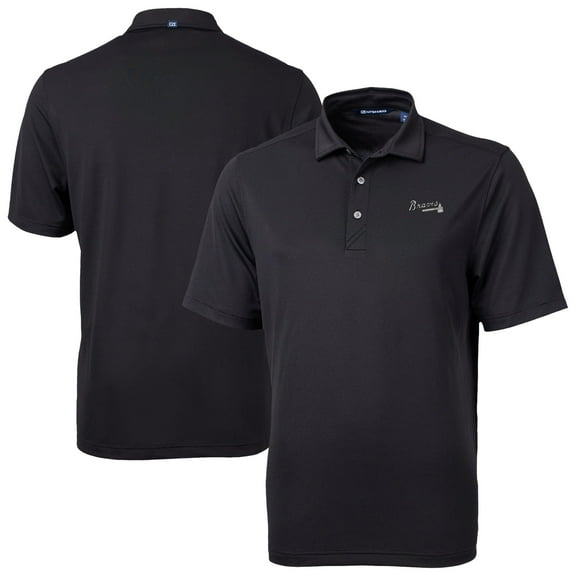 Men's Cutter & Buck Black Atlanta Braves Virtue Eco Pique Recycled Polo