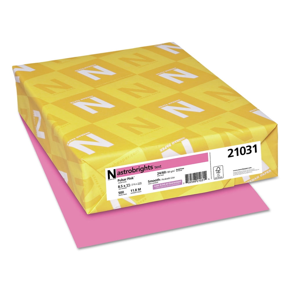 Astrobrights 21031 24 Lbs 8 5 In X 11 In Color Paper Pulsar Pink 500 Ream