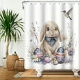 thumbnail image 3 of MIZHONA Spring Easter Shower Curtain Bunny Eggs with Floral Birds Fabric Bathroom Curtain 72x72 in, 3 of 4