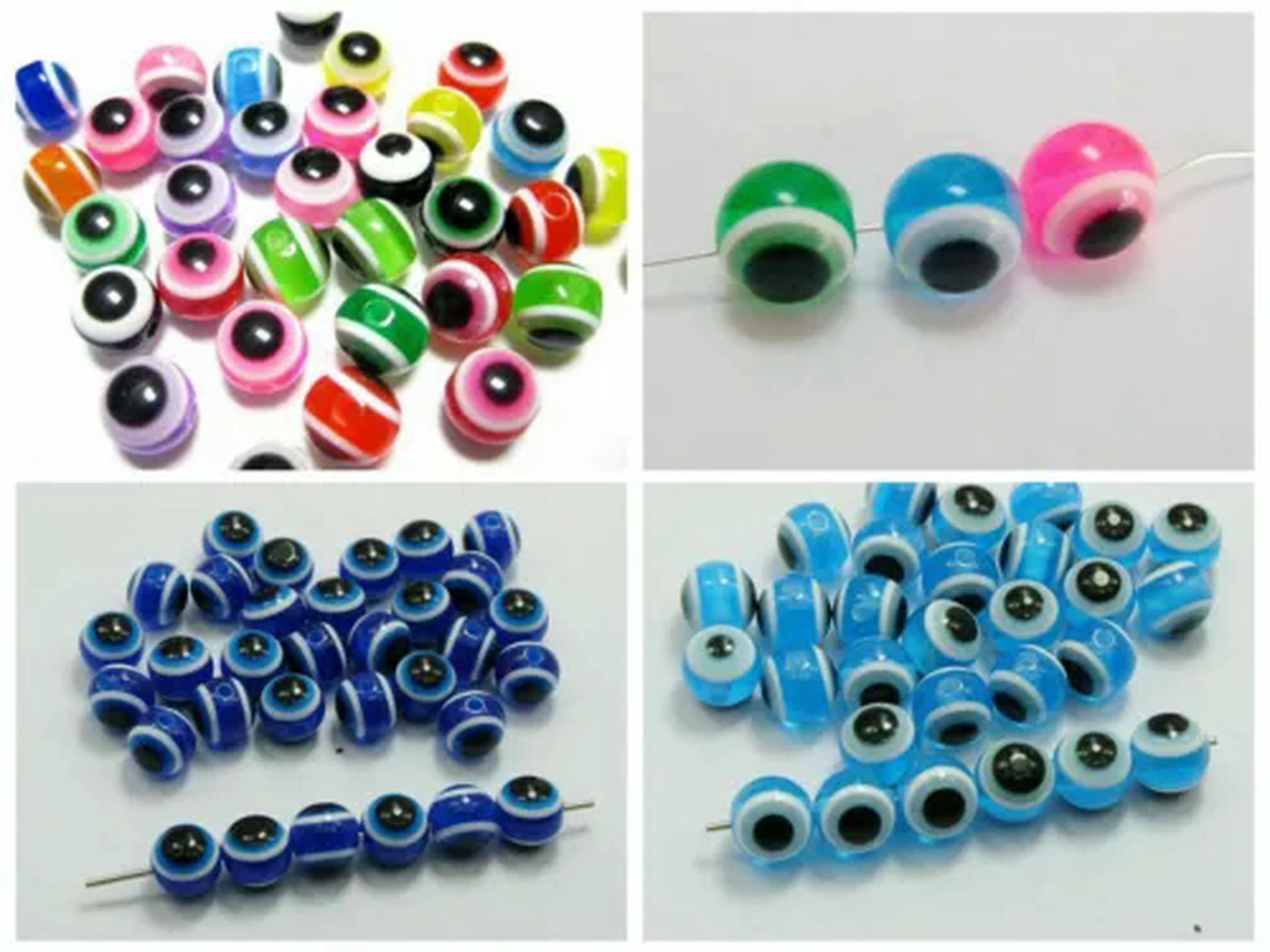EOEMY 1000 Mixed Colour Acrylic Evil Eye Ball Round Beads 8mm Kabbalah Jewelry Making