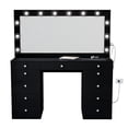 thumbnail image 3 of Boahaus USB Port Makeup Vanity Table with Drawers and Glass Top Table Set, Black, 3 of 5