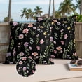 thumbnail image 2 of Spring Summer Flower Outdoor Pillow Covers Pack of 2 Eucalyptus Leaves Countryside Black Waterproof Throw Pillow Covers Decorative Cushion Cases for Patio Garden Tent Balcony Couch 16x16 inch, 2 of 9