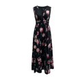 thumbnail image 5 of Womens Maxi Dresses Flowy Ruched Floral Print Boho Dress Wrap V Neck Sleeveless Sundress Elegant Formal Party Wedding Guest Dresses Beach Vacation Outfit, 5 of 8