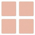 thumbnail image 1 of Checkered Coaster Set of 4, Geometrical Theme Tartan Ornaments Squares and Abstract Gingham Motifs, Square Hardboard Gloss Coasters, Standard Size, Coral and Pale Yellow, by Ambesonne, 1 of 2