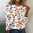 thumbnail image 2 of Mujeres Manga Larga Tops Casual de Moda Retro Impreso Suelto Tee, Cuello Redondo Suéter Blusa para el Uso Diario, Manga Larga Vestido de Línea para las Mujeres, 2 of 4