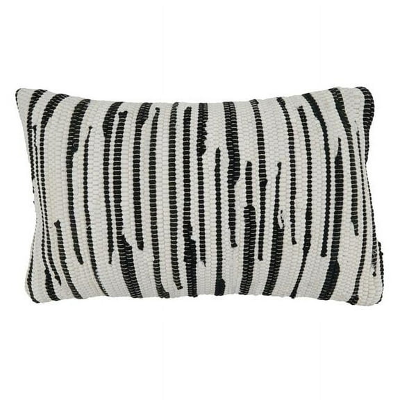 SARO 3333.BW1423BC 14 x 23 in. Oblong Throw Pillow Cover with Black & White Zebra Chindi Design