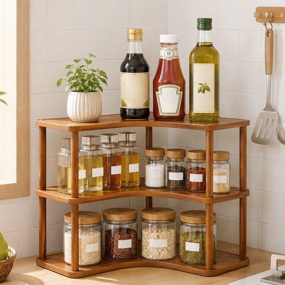3-Tier Corner Desktop Shelf - Brown