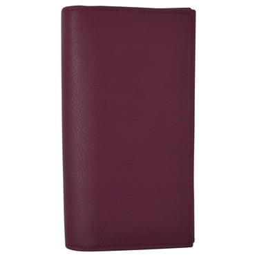 RFID Blocking Genuine Leather Long Bifold Zipper Checkbook Cover Wallet ...