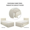 Emory Upholstered Twin Platform Bed With Trundle, Cream, by Hillsdale