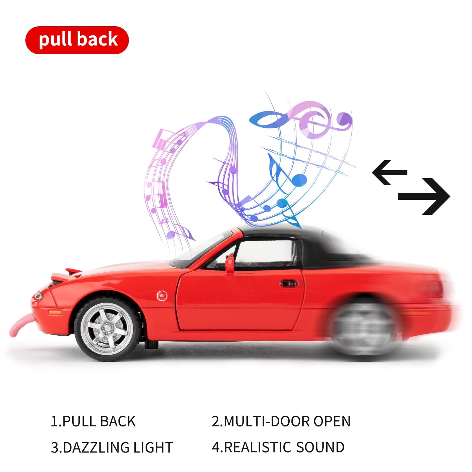 CHUNYAN 1/32 Mazda Miata MX-5 Alloy Model Car, Toy Car with
