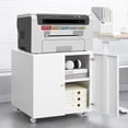 thumbnail image 2 of White Metal Mobile Stand for Printers | Usable in Home Office and Conferences | Magnetic Cabinet Door for Sturdy Closure | Deal with Storage Door Durability Issue, 2 of 7