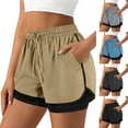 thumbnail image 5 of Smsaxvxz Womens Summer Shorts Fashion Drawstring Elastic High Waisted Shorts with Pockets Casual Loose Athletic Running Shorts Dark Gray M, 5 of 5