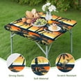 thumbnail image 4 of Backed Square Tablecloth with Tropical Beach Sunset and Boho Prints, Waterproof and Stain-Resistant Vinyl Table Cover with Elastic Edge for Secure Fit and Table Protection, 4 of 6