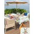 thumbnail image 4 of Outdoor Tablecloth with Umbrella Hole and Zipper, Bunny Easter Rectangle Table Cloth 54x80 Inch Waterproof Tablecloth, Green Plaid Spring Floral Pastoral Picnic Table Cover for Patio Camping, 4 of 7
