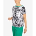 thumbnail image 6 of Alfred Dunner Womens Petite  Etched Leaves Emerald Trim Top, 6 of 6