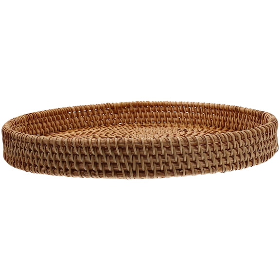 ELAYARD Rattan Serving Tray for Desktop Food Storage Light Brown Fruit Supply and Dessert Plate