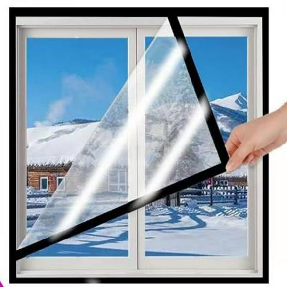 Lksixu Window Insulation Kit, 39"x71" Thicken Plastic Window Coverings for Winter, Waterproof Transparent Window Insulation Film with Adhesive Straps, Reusable Window Wrap for Keep Cold Out