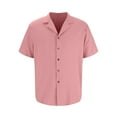 thumbnail image 3 of ZCFZJW Mens Beach Hawaiian Shirt Short Sleeve Solid Color Button Down Shirts Casual Cuban Collared Summer Vacation Tropical Shirts Pink XXXL, 3 of 5