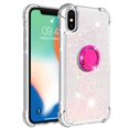 thumbnail image 2 of Funda para iPhone X/iPhone XS con Brillo Líquido Flotante, Purpurina, Parachoques y Anillo Giratorio Soporte, 2 of 5