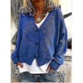 thumbnail image 2 of Womens Sweater Knitted Casual V-neck Solid Color Cardigan Sweater, 2 of 4