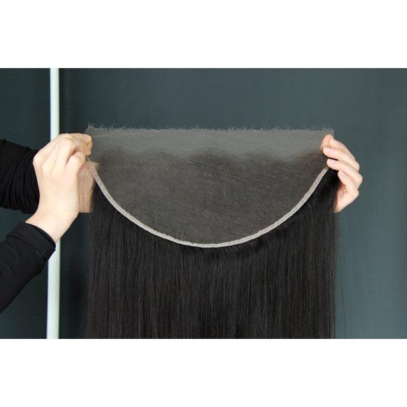 KRN 13X6 Real HD Lace Frontal, Serrated Edge Ultra-Thin Invisible Lace Frontal Human Hair Natural Black 12A Grade Brazilian Virgin Hair Single Knot 13X6 Lace Frontal