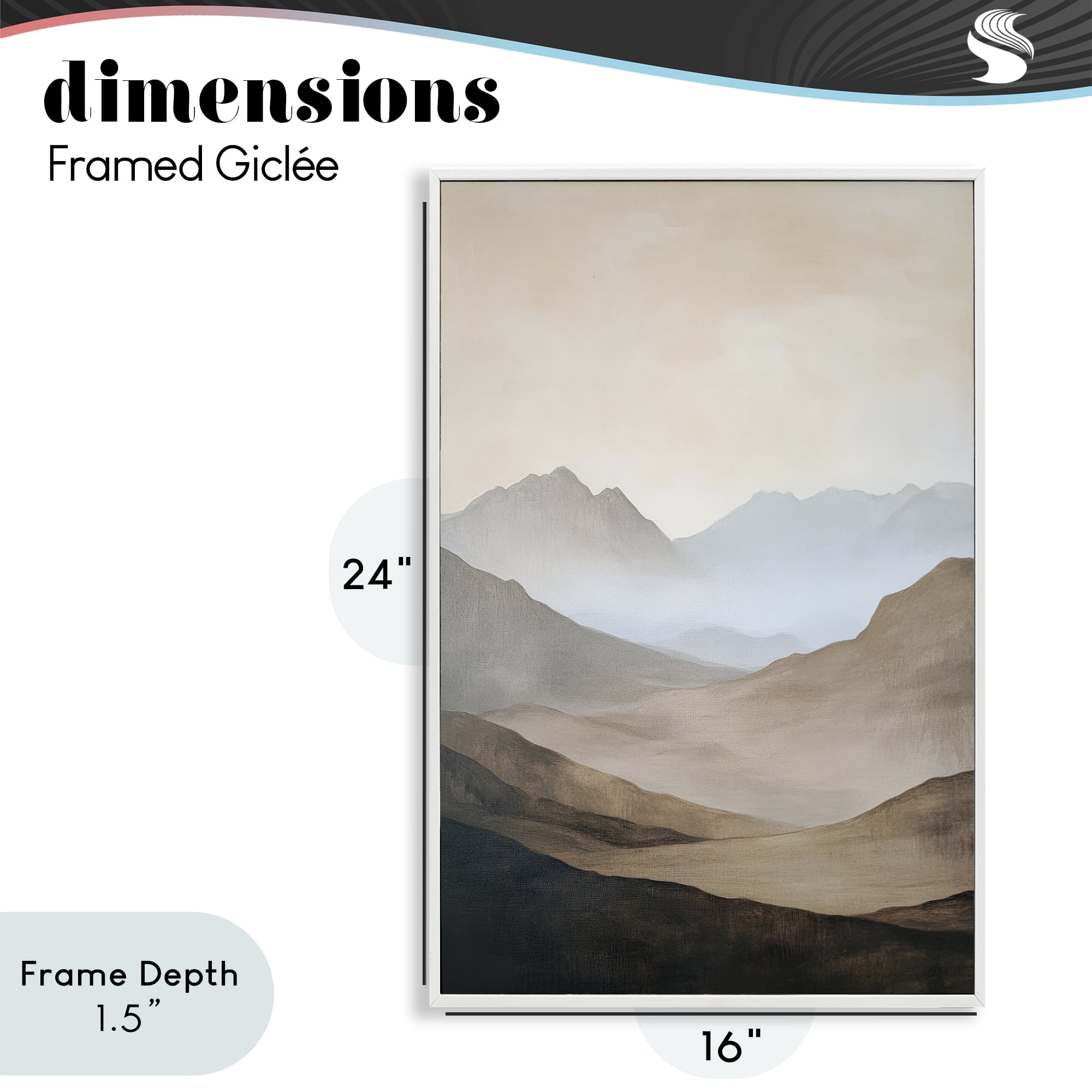 Stupell Industries Foggy Mountains Over Valley White Framed Giclee Art, design by Petal Prints Design