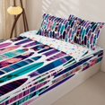 thumbnail image 3 of Castle Fairy Tropical Floral Surfboard Zipper Full Size Comforter Sets with Fitted Sheet and 2 Pillowcases,Palm Hibiscus Board Seamless Zipper Bedding Set,Purple Teal,Reversible,4pcs, 3 of 6